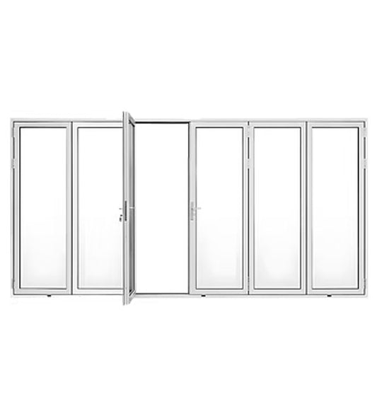 6 Panel Aluminum Bi-Fold Door White