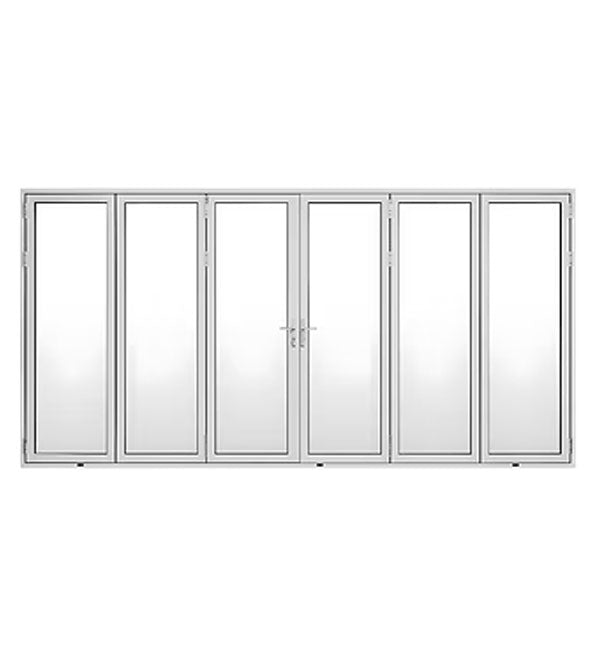 6 Panel Aluminum Bi-Fold Door White