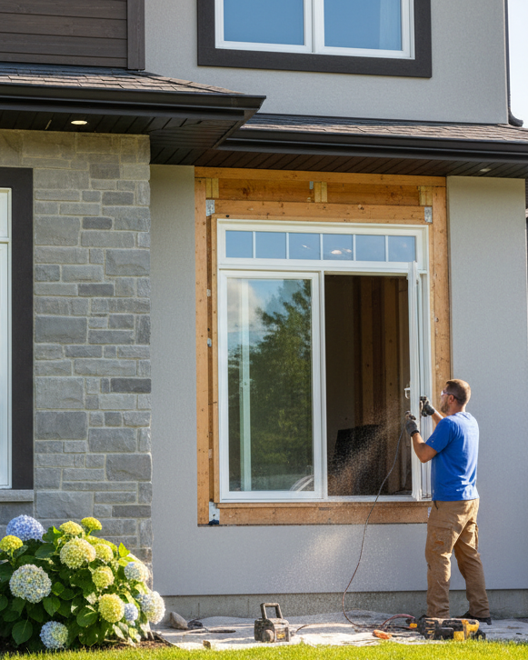 create vertical image about vinyl windows replacement